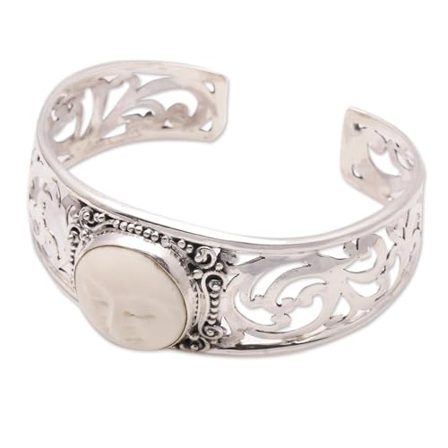 NOVICA .925 Sterling Silver Bone Cuff Bracelet | Hollow Open Bangle | Adjustable | Artisan Handcrafted Designer Collection | Snake Chain | Indonesia 'Ocean Soul' 6.25 in. L (end to end) x 0.8 in. W4