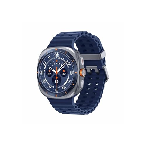 Samsung Galaxy Watch Ultra (2025) | Titanium Frame | Up to 100 Hours of Battery Life | 1 Year Samsung Warranty (Titanium Blue Case with Blue Marine Band 47mm LTE)