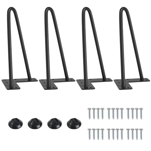 TSKDKIT Patas de Metal para Muebles de 20 cm, Set de 4 Patas para Mesas de Acero al Carbono, Patas para Muebles con 4 Pies de Goma, Patas de Mesa con Capacidad de Carga 250 kg