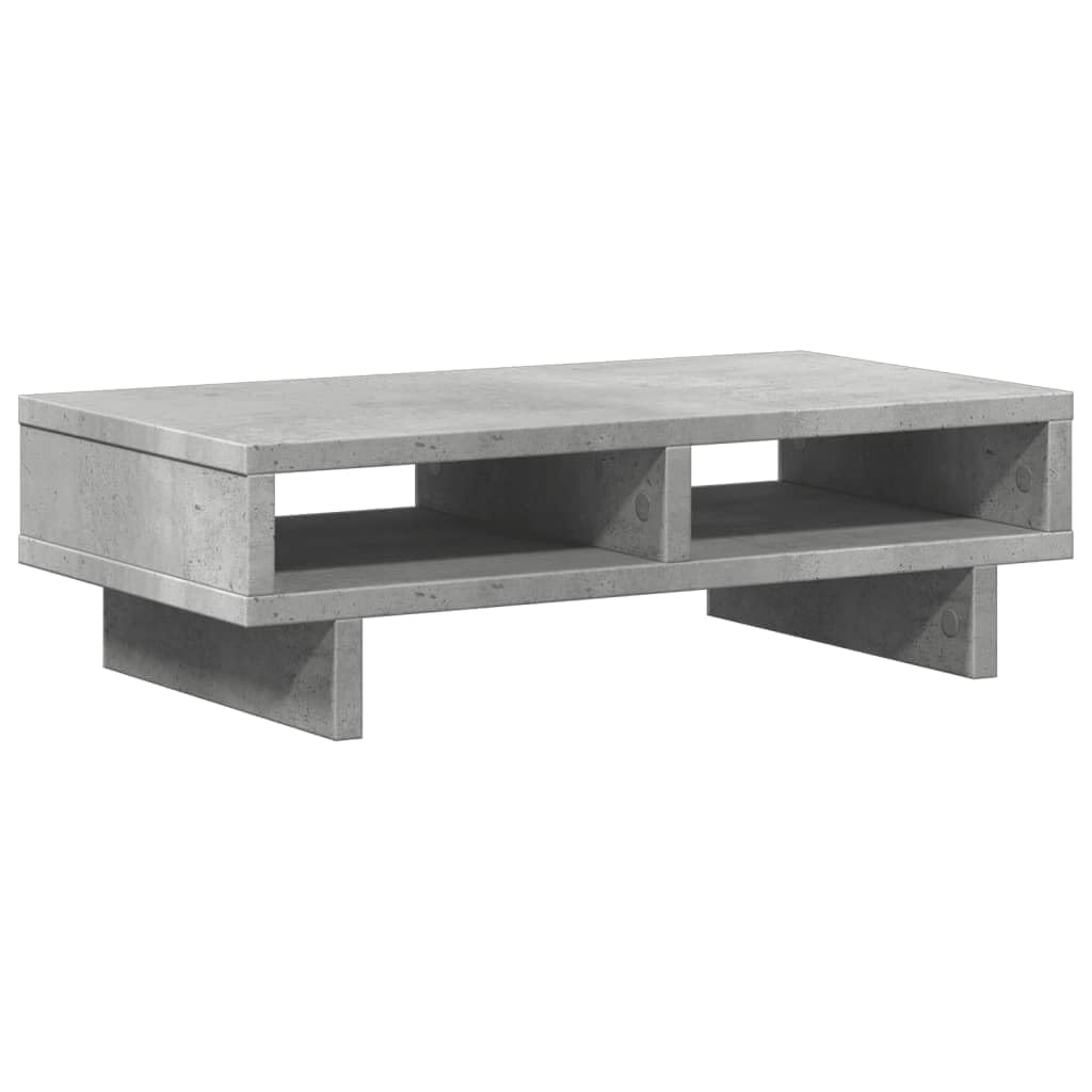 Supporto per monitor, grigio cemento, 50 x 27 x 15 cm, in legno, regolabile in altezza, ergonomico, per ufficio, casa, gaming