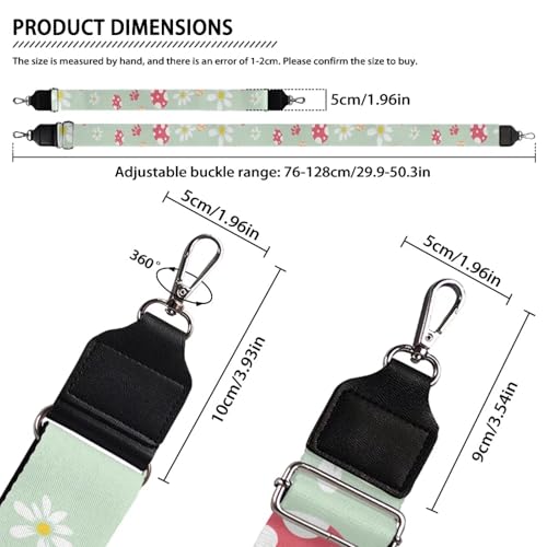 Image of GLENLCWE Mushroom Daisy Purse Straps Replacement Crossbody Bag Strap for Purses Adjustable Wide Shoulder Straps for Women Handbags