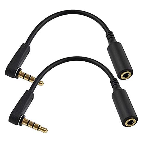 Seadream 2PACK 6 inch 4-Pole 3.5mm Male Right Angle to 3.5mm Female Stereo Audio Cable Headset Extension Cable Replacement for Beats Dr. Dre Studio iPhone,M to F Audio Cable Cover