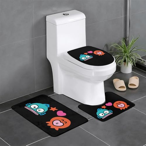 ハンギョドン (9) アニメ トイレマット 3点セット フタカバー 浴室足ふきマット 吸水 速乾 滑り止め 抗菌 防臭 洗える ふわふわ おしゃれ 40x60cm