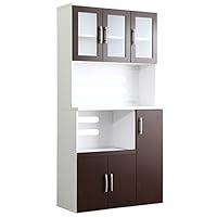 Amazon｜オシャレな食器棚 ホワイト×ダークブラウン（幅90cmx