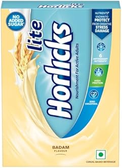 Horlicks Lite 420g, Scientifically designed for Adults |High Protein, Zero added sugar|Badam Flavour