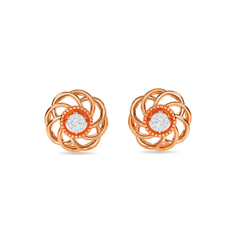 Image of KISNA JEWELS 14KT|18KT BIS Hallmark Pure Gold and Diamond Stud Earrings For Women with Screw Back clouser