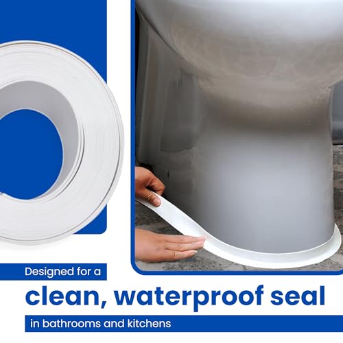 Image of Gadgetime USA Bath & Kitchen Caulk Tape Sealant Strip - PVC Self Adhesive Waterproof Tape for Tub and Wall Sealing - Tape Caulk Sealer - Waterproof Sealant Tape - White - 1.5 inch x 10.5 Feet