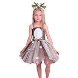 Girl Christmas Dresses Kid Sleeveless Mesh Skirt Baby Fall Fashion Outfit for Girl Role Play Christmas Party 2025 (Brown,6-7 Years)