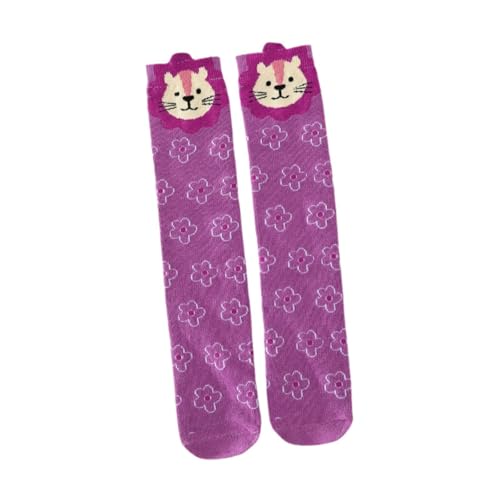 Girls Knee High Long Socks for Child Lightweight Funny Cartoon Animal Stockings