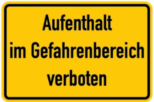 LEMAX Hinweisschild „Aufenthalt Im Gefahrenbereich Verboten“ – 200x300 Mm, Alu, Gelb/schwarz