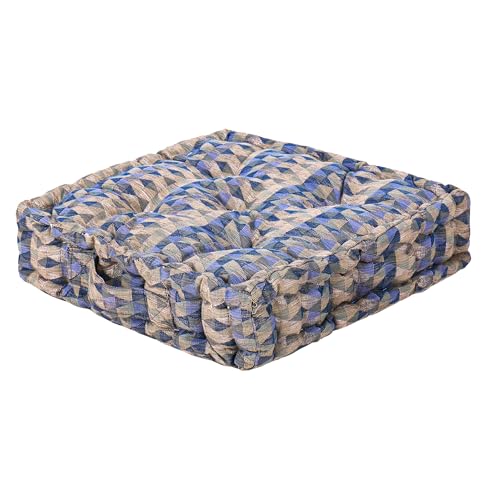 Image of Quilted Woven Grey Floor Cushion 60x60x10 cm with Cotton Filler Large Size for Seating, Patio Seat, Meditation, Yoga, Pooja, Guests, Living Room, Bedroom 24x24x4 Inch - Shiny Triangle