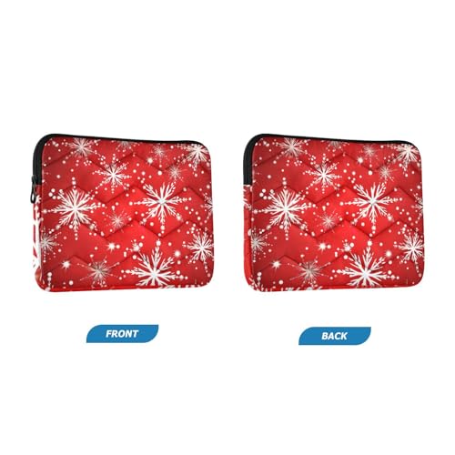 Funda para portátil 13-14 pulgadas impermeable roja con copos de nieve miniatura 2
