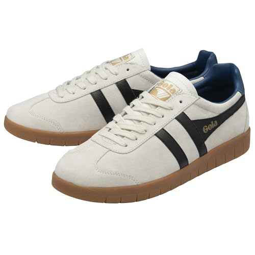 Image of Gola, Men, Hurricane Suede, Off White /Black /Marine Blue /Gum, 12, Medium