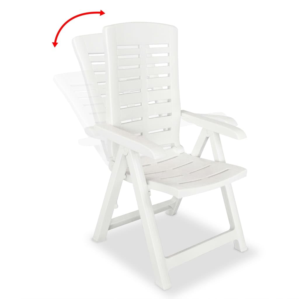 Solivagant Chaises inclinables de Jardin Lot de 6 Plastique Blanc,(42.24 KG)