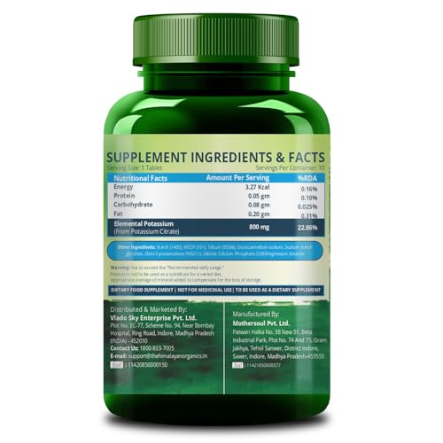 Image of Vlado's Himalayan Organics Potassium Citrate 800mg Supplement - 10 Veg Tablet