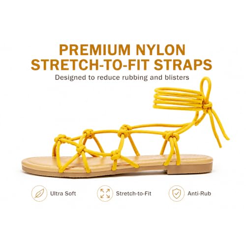 Image of Women's Lace Up Gladiator Flat Sandals Strappy Dressy Summer Tie Up