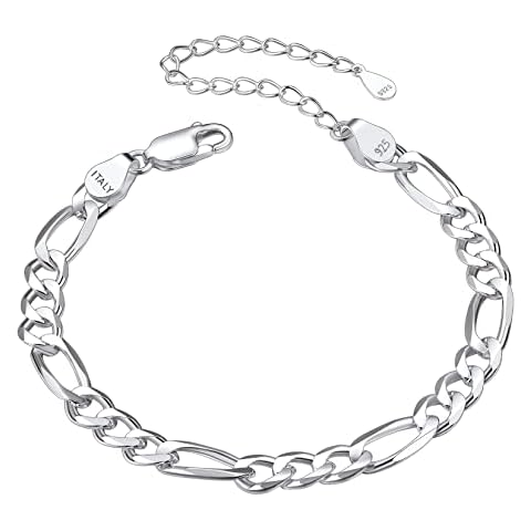 5mm 925 Sterling Silver Figaro Chain Bracelet Cover