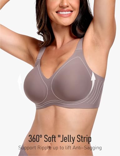 Image of GXOULRRA V Lace Wireless Jelly Bra Seamless Push Up Bras for Women No Underwire Full Coverage Comfortable Sleep Bralette