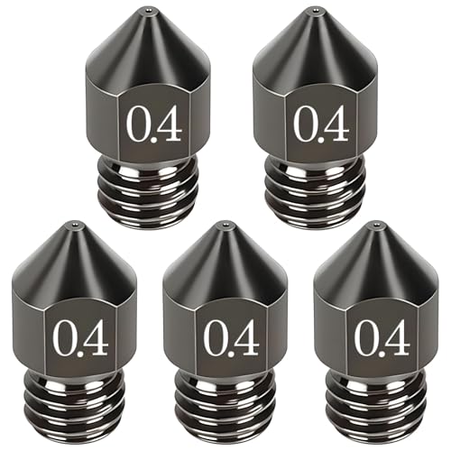 AYUMAL 5 Stück MK8 Nozzle Gehärtetem Stahl Düse 0,4MM, 3D-Drucker Druckdüse Hochtemperaturbeständig 1.75 mm für Filament Kompatibel Makerbot, Creality Ender 3/5