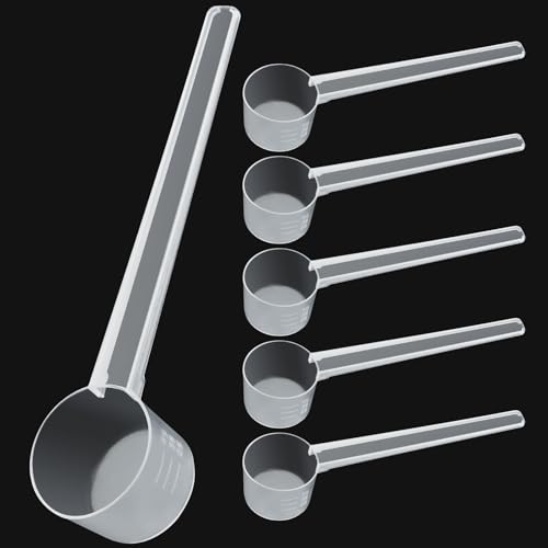 6Pcs Plastic Measuring Spoon, 2g 3g 4g 5g Protein Scoop Washing Powder Scoop Reusable Dosing Scale Cups Dishwasher Safe 10ml for Coffee Spices Flour Milk Powder Liquids Cooking Fitness Kitchen