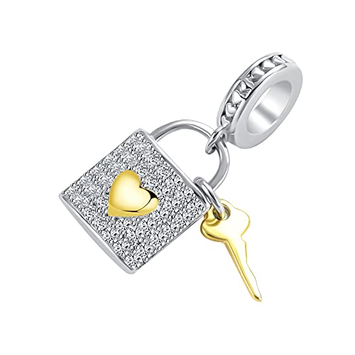 Image of Holds The Key to Your Heart Charm Keys of Love Dangle Charms for Bracelets and Necklaces