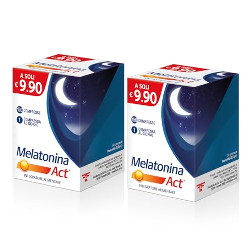 Melatonina Act 1mg, Integratore Alimentare a Base di Melatonina 1MG, 2 Confezioni da 150 Compresse