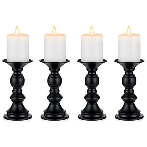 Nuptio 4 Pcs Pillar Candle Holders for Tables Church Candle Holder Modern Home Decor Gifts, Candlelight Holder for 50mm Pillar Candles, Wedding Anniversary Housewarming Party Table Centerpieces
