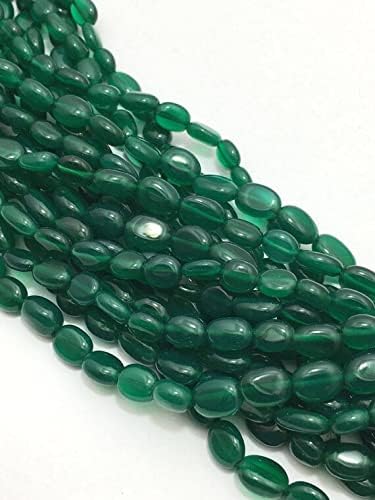 Miniatura 2 de Cuentas ovaladas lisas de ónix verde natural, 0.197x0.236 in a 0.236x0.315 in, 13 pulgadas, cuentas de piedras preciosas, cuentas de ónix, cuentas