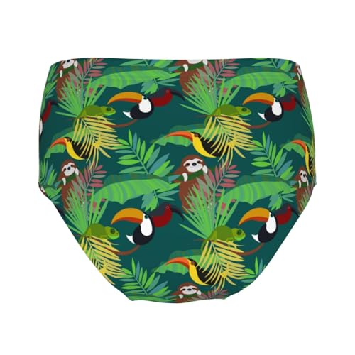 Sloth And Toucan In The Tropical Palms Girls' Underwear Soft Cotton Little Girls Panties Comfort Briefs2