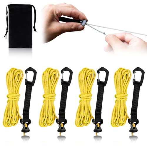 HIKEMAN 4M Reflektierend Abspannseile Paracordseil - Ultraleicht Campingseil Zeltseil mit Seilspanner,Zeltschnur Nylonschnur für Zelt Camping Wandern (Yellow, 4M)