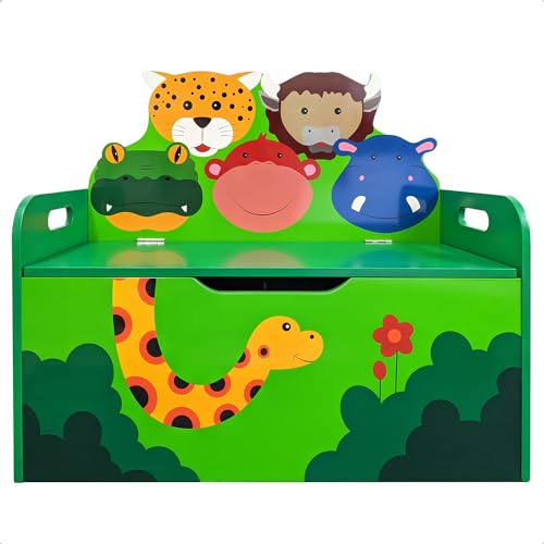 WIESEN.design Banco infantil con cierre suave, banco con espacio de almacenamiento, caja de juguetes, caja de juguetes con tapa, cofre de asiento para niños, caja de juguetes