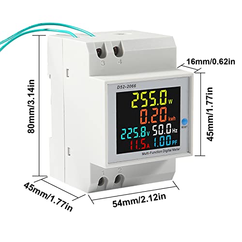 Image of Electricity Single Phase Energy Meter Tester Electricity Usage Monitor AC 110V 40V-300V 100A Ampermeter Power Voltmeter Ammeter Voltage Amps Watt Kwh Frequency Power Factor Multimeter - External CT
