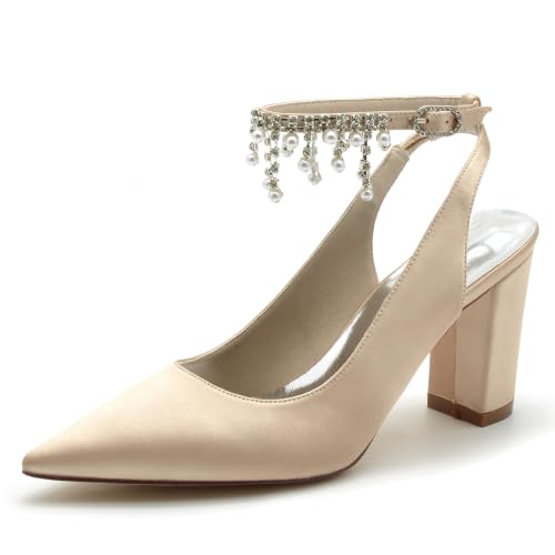 Escarpins mariage satin qui ne font pas mal aux pieds avec bride slingback perle