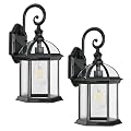 Zanritelit Outdoor Wall Light for Proch Doorway Patio, Aluminum Outdoor Porch Lights Fixture Wall Mount, Black Waterproof Exterior Sconces Wall Lighting Fixtures, Outside Wall Lantern for House, 2pack