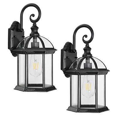 Zanritelit Outdoor Wall Light for Proch Doorway Patio, Aluminum Outdoor Porch Lights Fixture Wall Mount, Black Waterproof Exterior Sconces Wall Lighting Fixtures, Outside Wall Lantern for House, 2pack