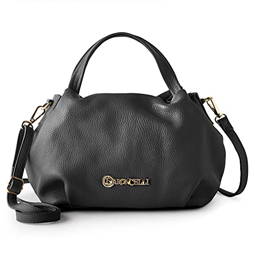 Baroncelli Handbags for Women Genuine Italian Leather Designer Handbags Tote Purses Crossbody Bags Black