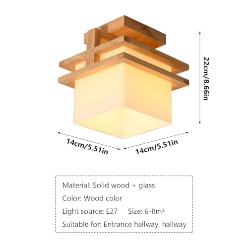 Lámpara de techo empotrada de madera moderna pequeña estilo japandi 5