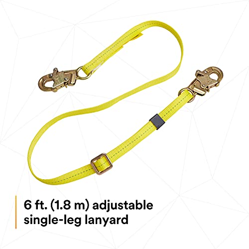 Image of 3M DBI-SALA 1231016 Web Adjustable Positioning Lanyard, 6', 3 /4 inch Snap Hooks, Yellow