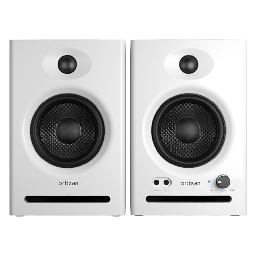 Ortizan C7 Dual-Mode 2.0 Studio Monitors, Active Monitor Speakers for Near Field Music Production, Bluetooth 5.3 Wireless Computer PC Monitor Gaming Bookshelf Speakers(Pair, White)