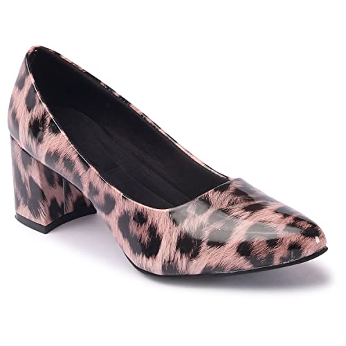 Image of Ladies Hub Women's Stylish Pump Block Heels and Pointed Toe Ballerina Shoes for Party and Formal Occasions