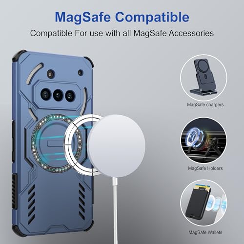 Image of Zapcase Back Case Cover for Nothing Phone (3a) 5G | Magnetic Case with Built-in Metal Ring | Supports MagSafe Charger, Wallet & Car Mount | Shockproof Hybrid PC + TPU | Blue