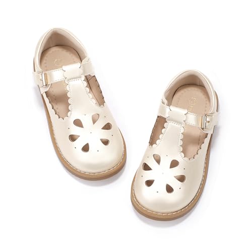 Hehainom Girls Mary Jane Shoes T-Strap Dress Ballet Flats Toddler Girls Wedding Party Uniform School Shoes