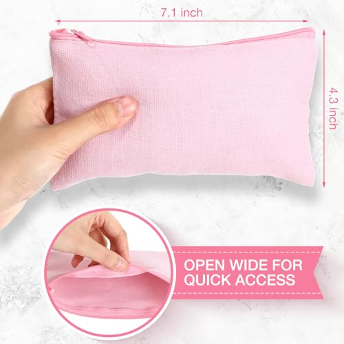 Image of Frienda 50 Pcs Canvas Zipper Pouch Bulk Gift Small Blank Pouch Makeup Bag Cosmetic Toiletry Bag Appreciation Gift for DIY Craft Projects Employee Coworkers Staff Team(Pink)