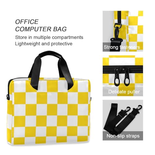 Maletín para portátil a cuadros amarillo y blanco 13-15.6 pulg miniatura 6