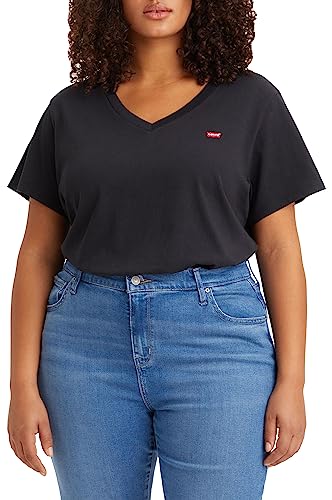 Levi's Damen Plus Size V-Neck Tee T-Shirt, Caviar, 1XL