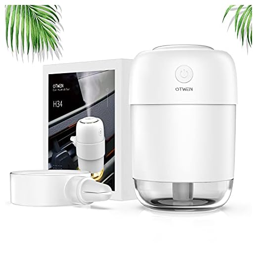 OTWEN Portable Cool Mist Humidifiers, Mini Car Diffuser With Holder, BPA-Free 22dB Quiet Small Air Humidifier for Car, Bedroom, Baby, Plants, Office, Desk, Travel - Auto Shut Off, Night Light