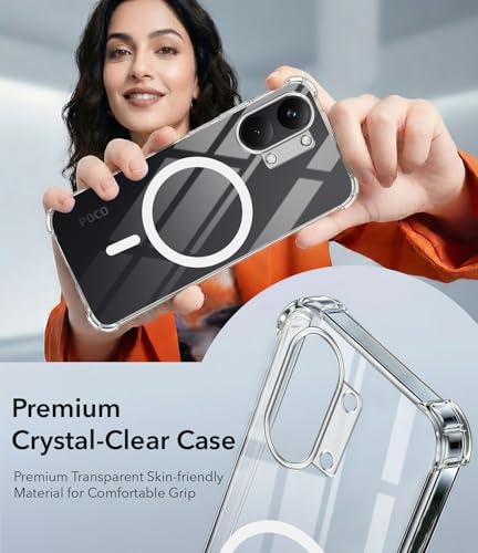 Image of Jkobi Shockproof Crystal-Clear Back Cover for Poco X8 Pro Max 5G (Magsafe Wireless Support | Drop & Camera Protection | Hard Polycarbonate)