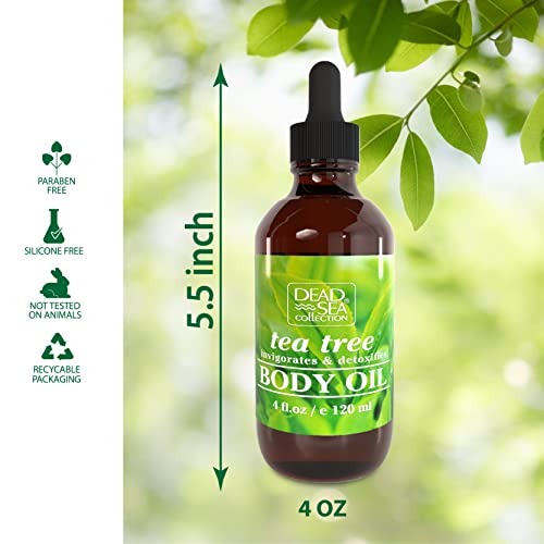 Dead Sea Collection Body Oil For Dry Skin - Tea Tree & Vitamin E, A, D Moisturizing Oil - Anti-Aging And Skin Elasticity Support - (4 Fl.oz) #TOP1