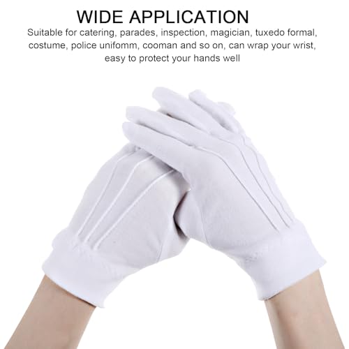 5 Pairs White Usher Gloves for Church for Men Polyester Parade Gloves Uniform Glove Mens Dress Glove for Police Funeral Server Usher4