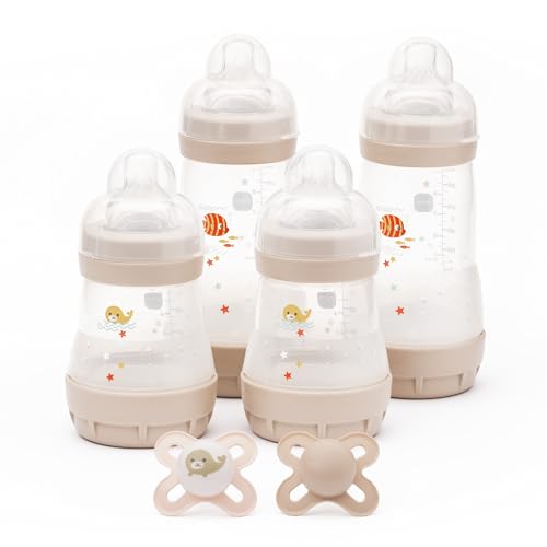 MAM Feed and Soothe Set, Anti-Colic Newborn Bottle Set Complete with Baby Soothers, Suitable from 0+ Months, Ideal Baby Gift Set For New Parents, Ivory...